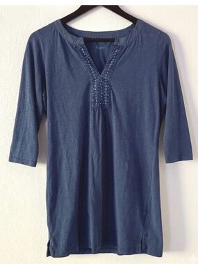 BODEN Women’s Boho V‑Neck Tunic Shirt Blue Size 4